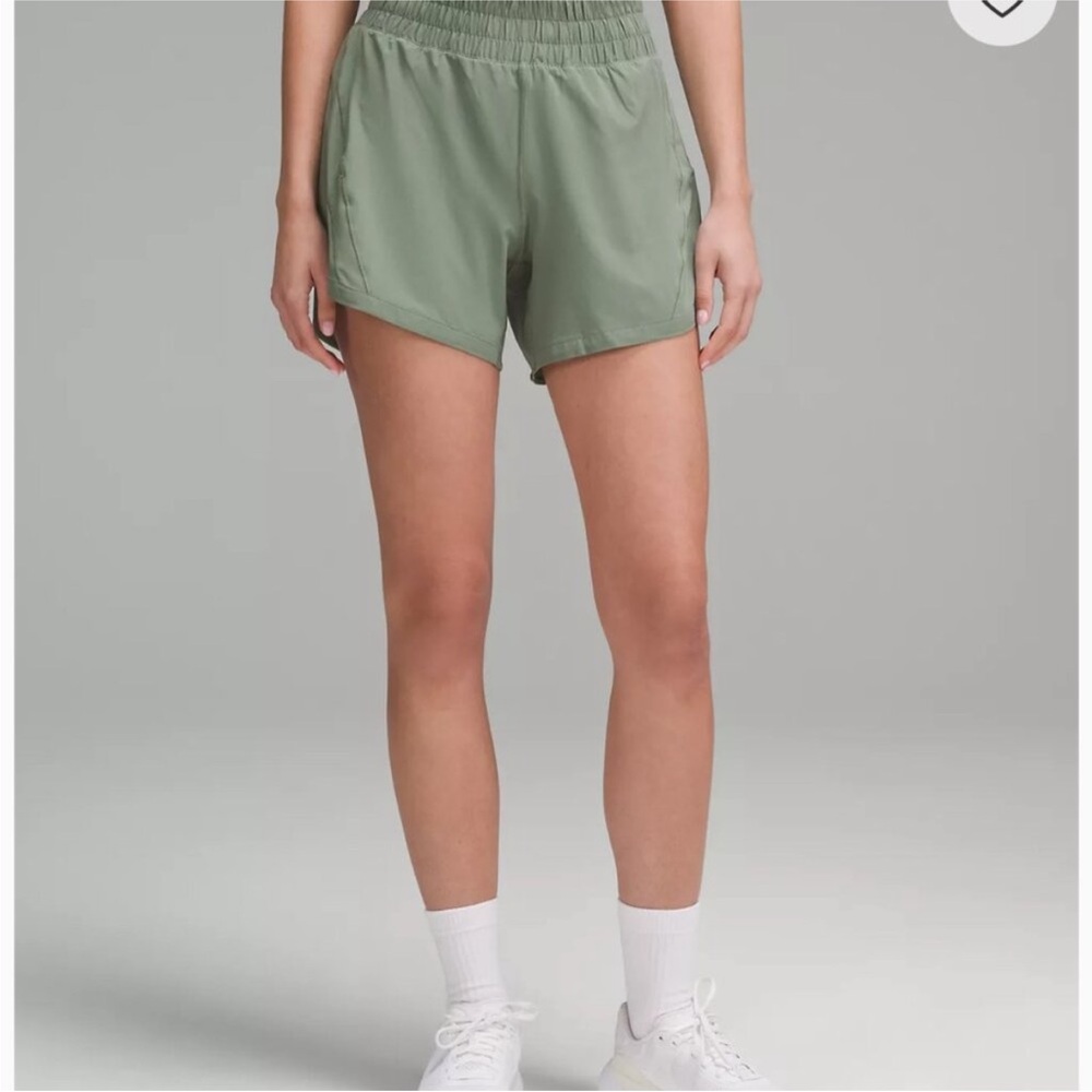 Lululemon Track That High-Rise Lined Short - 5" size 10 Grey Eucalyptus